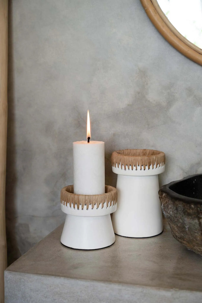 the pretty candle holder - white natural - s