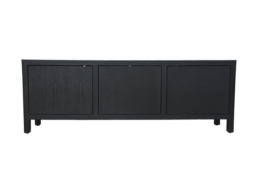 TV cabinet 3 doors - 160x42x55 Black - Teak Veneer