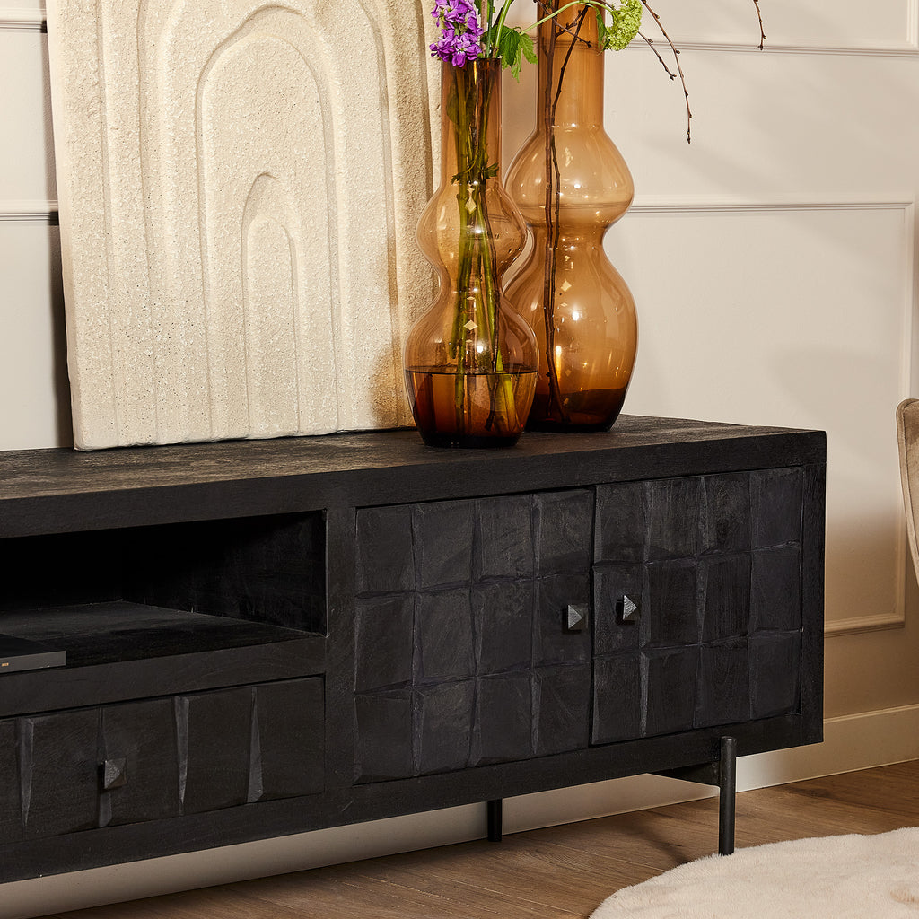 tv cabinet brandy black | 220 cm