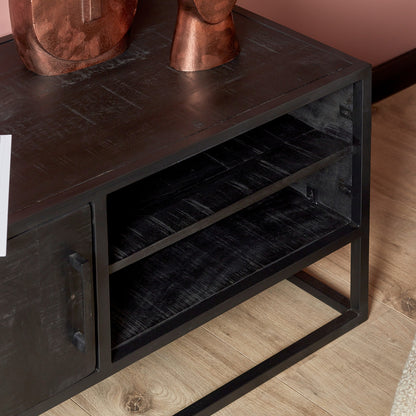 Denver TV cabinet Black 100 cm | Mango wood and steel