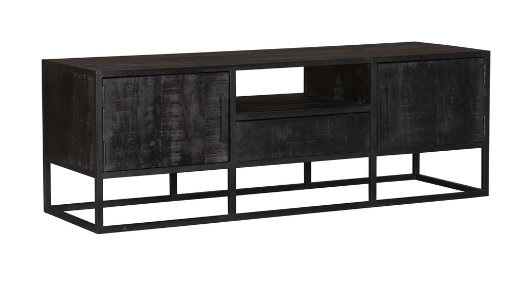 denver tv cabinet black 145 cm | mango wood and steel