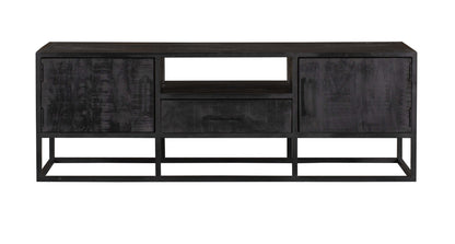 Denver TV cabinet Black 145 cm | Mango wood and steel