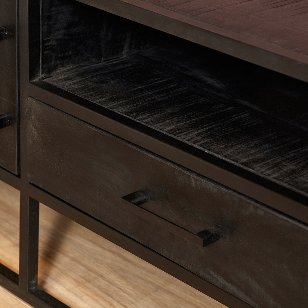 denver tv cabinet black 180 cm | mango wood and steel