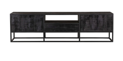 Denver TV cabinet Black 180 cm | Mango wood and steel