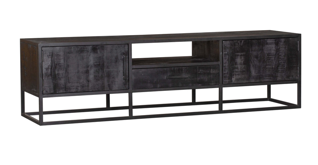 denver tv cabinet black 180 cm | mango wood and steel