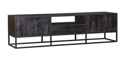 Denver TV cabinet Black 180 cm | Mango wood and steel