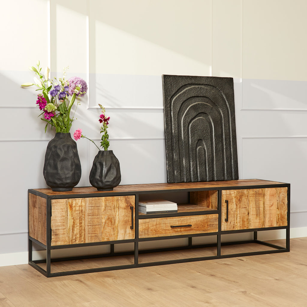 denver tv cabinet | mango wood and steel | 180 cm