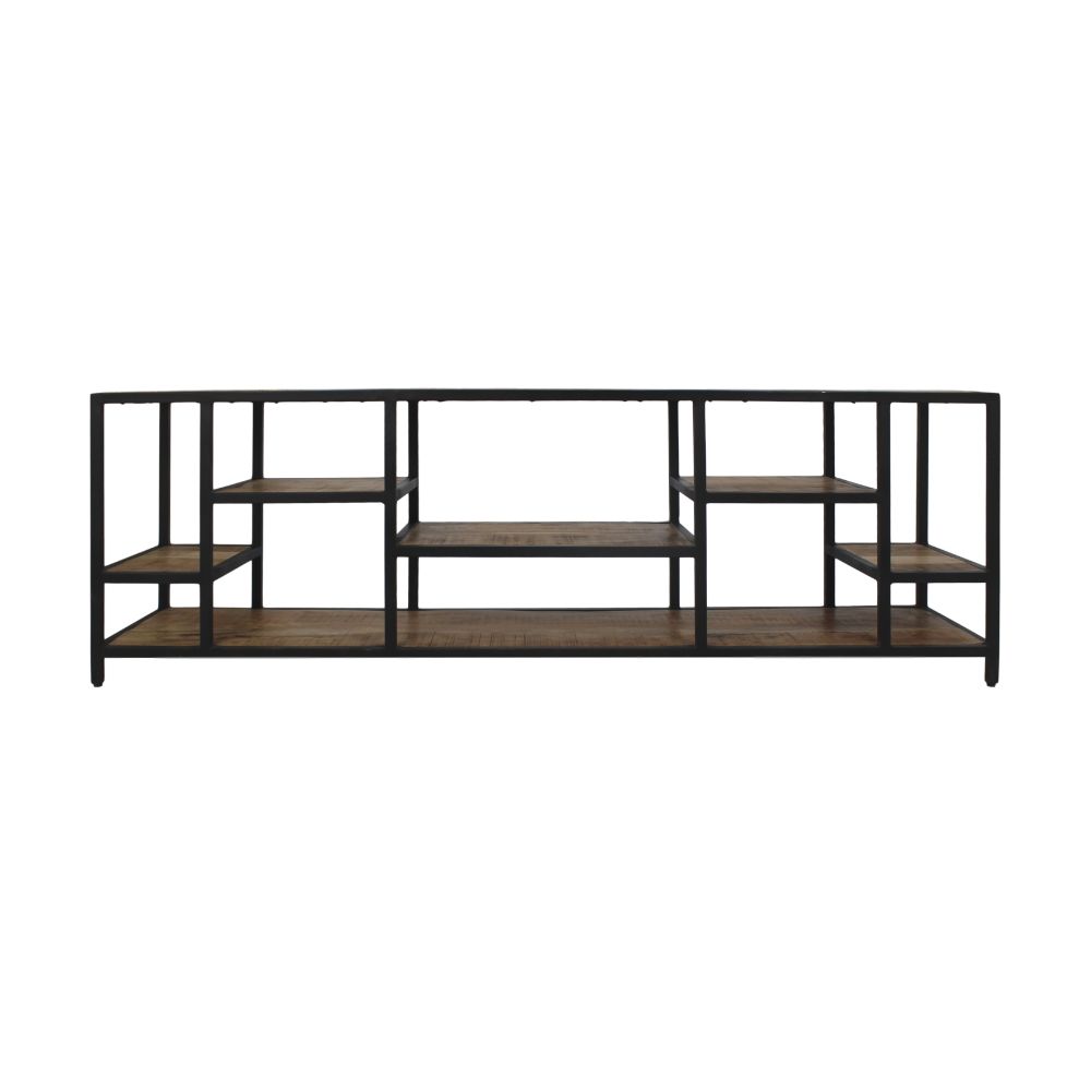 tv-meubel levels - 170x38x55 - naturel/zwart - mangohout/metaal