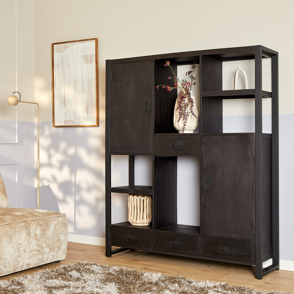 boaz black shelving unit