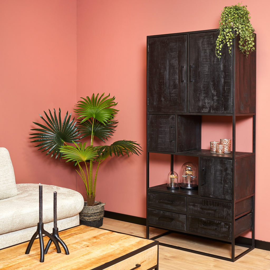 shelf unit denver black | mango wood and steel | 90 cm