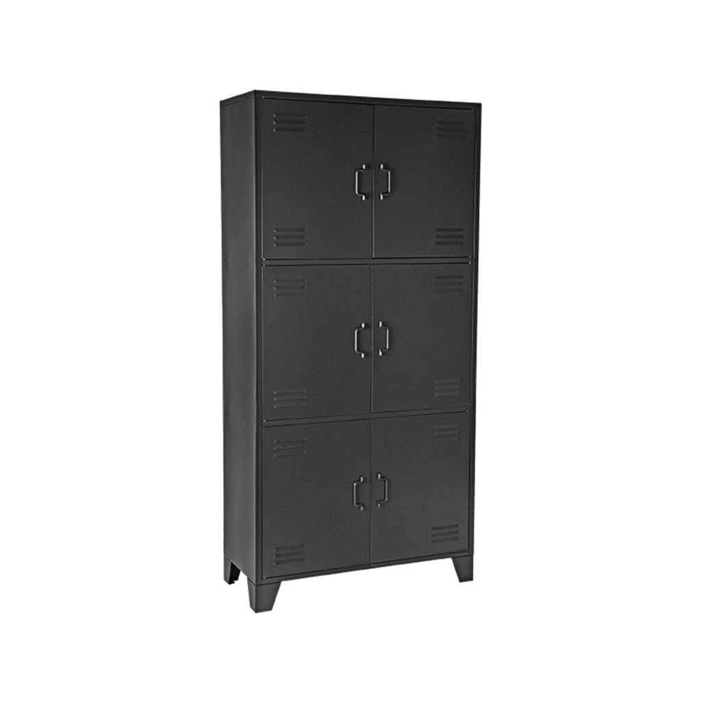 label51 fence storage cabinet - black - metal - 6 doors