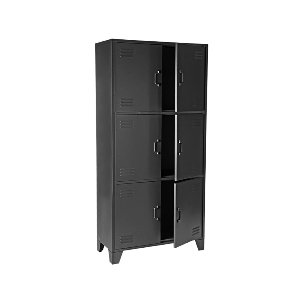 label51 fence storage cabinet - black - metal - 6 doors