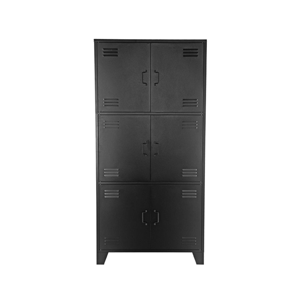 label51 fence storage cabinet - black - metal - 6 doors