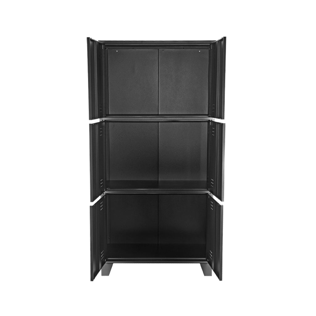 label51 fence storage cabinet - black - metal - 6 doors