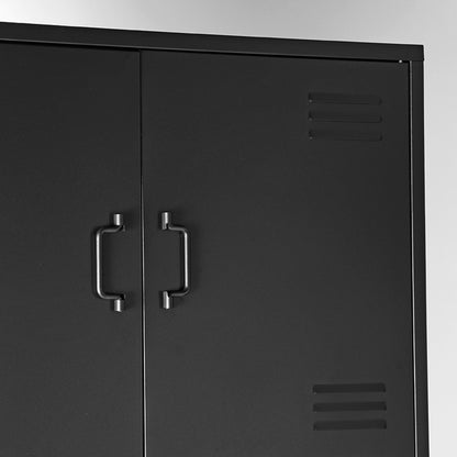 LABEL51 Fence Storage Cabinet - Black - Metal - 6 Doors