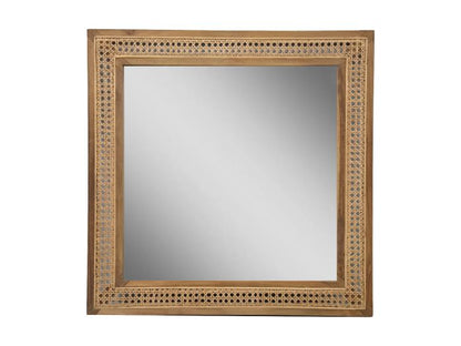 Vierkante spiegel - 80x3x80- Naturel - Teak/rotan