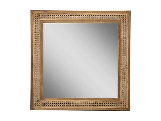 Square mirror - 80x3x80 - Natural - Teak/rattan