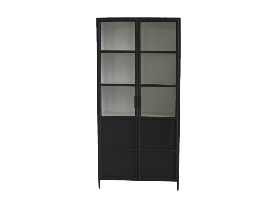 bronx display cabinet - 90x40x190 - black/gray - metal