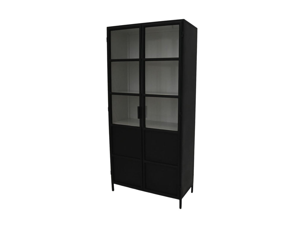 bronx display cabinet - 90x40x190 - black/gray - metal