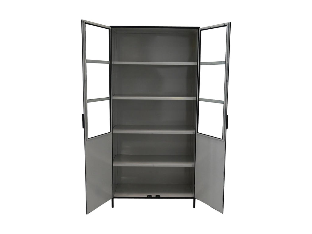 bronx display cabinet - 90x40x190 - black/gray - metal