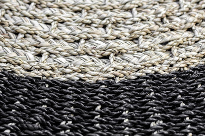 Rug Malibu - ø150 cm - raffia/seagrass - natural/black