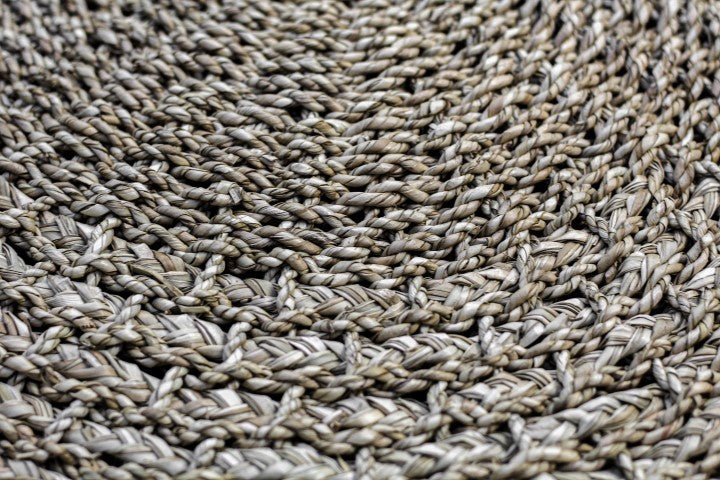 rug malibu - ø150 cm - raffia/seagrass - natural/black