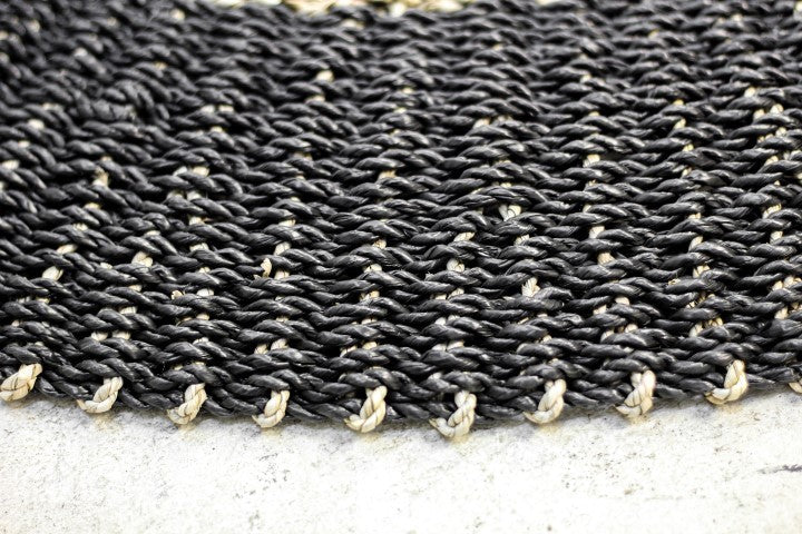 rug malibu - ø150 cm - raffia/seagrass - natural/black