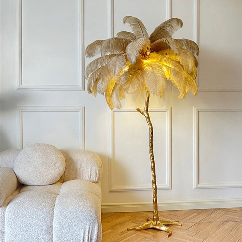 stijlvolle nordic struisvogel veren vloerlamp voor een luxe interieur