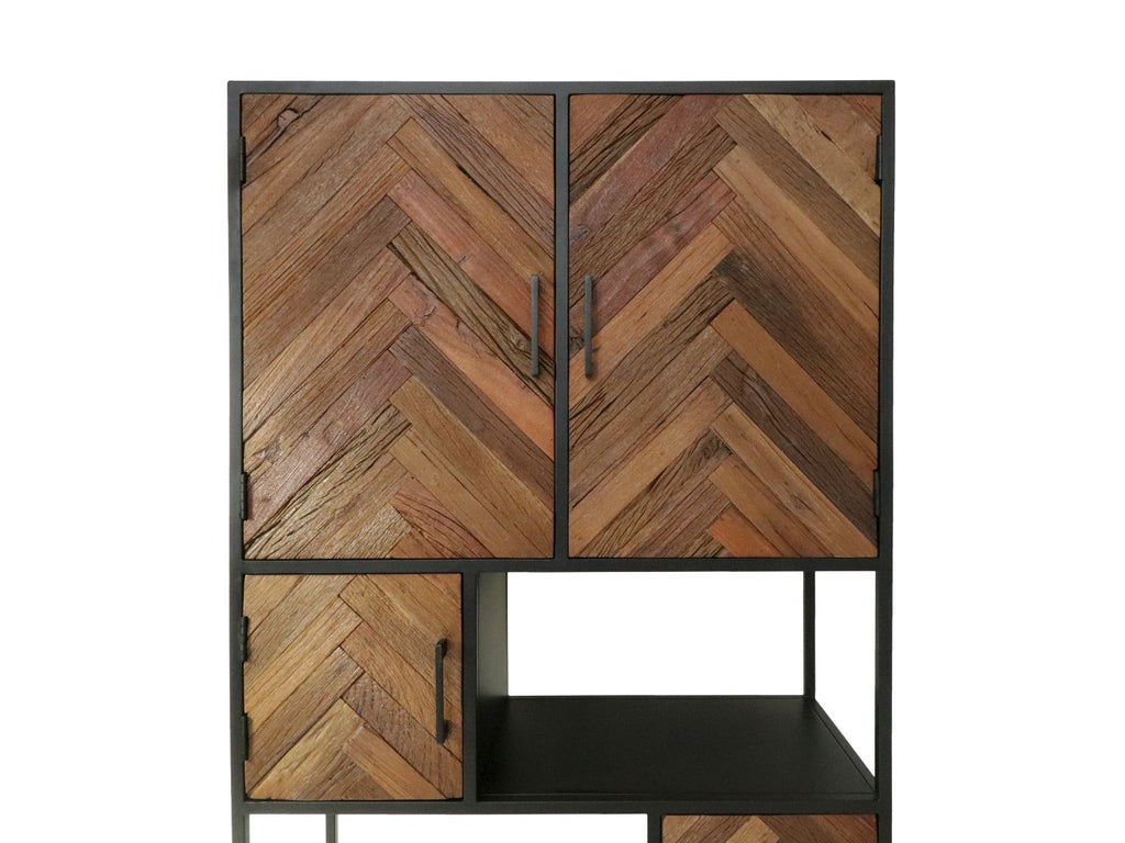 wall cabinet verona - 100x40x200 - brown/black - old wood/metal