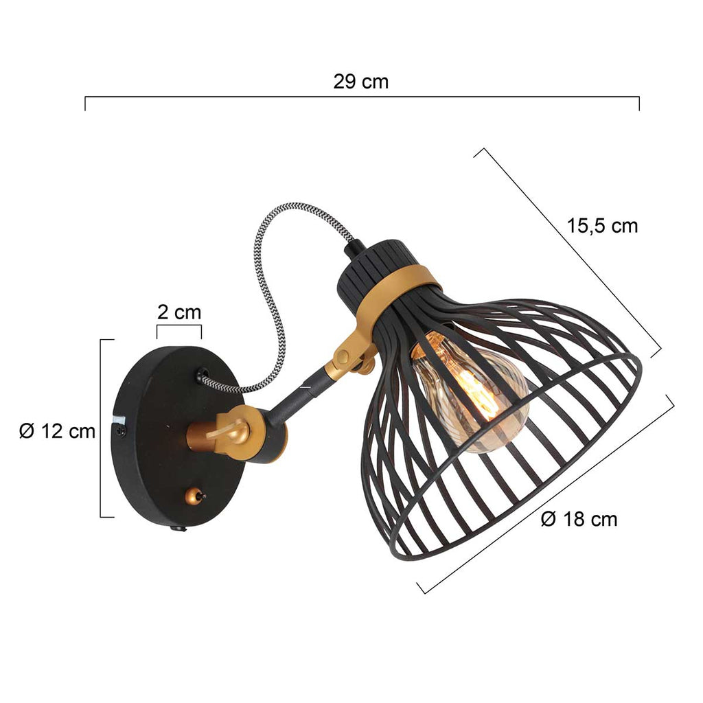 wandlamp dunbar 3088zw zwart