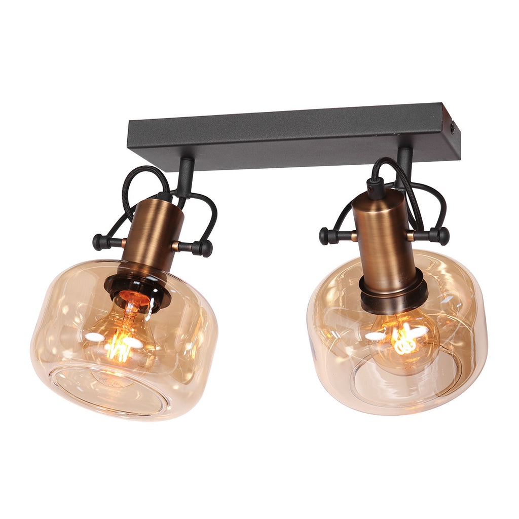 wall lamp glaslic 3865br bronze with amber glass