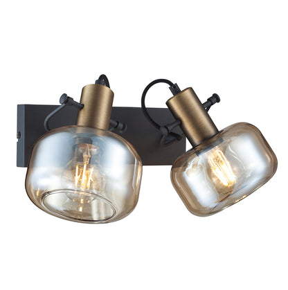 Wandlamp Glaslic 3865BR Brons met amber glas