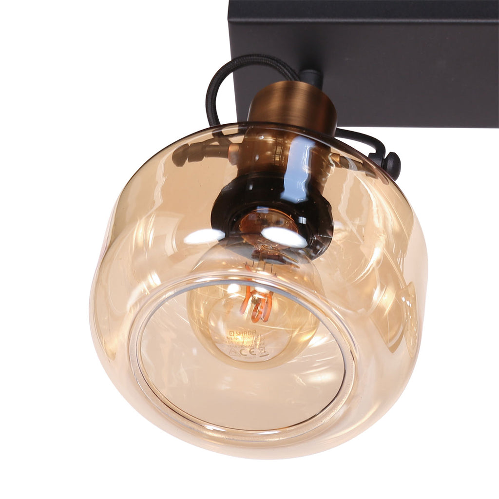 wandlamp glaslic 3865br brons met amber glas