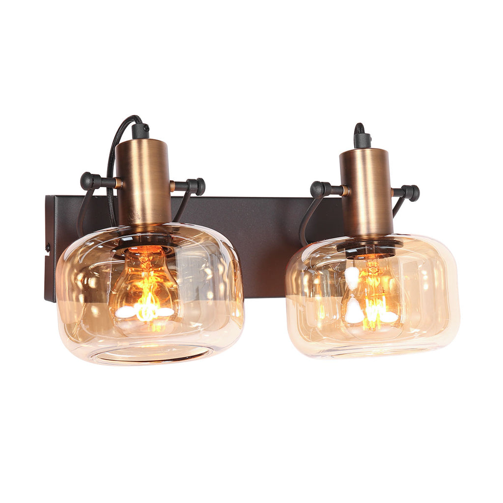 wandlamp glaslic 3865br brons met amber glas