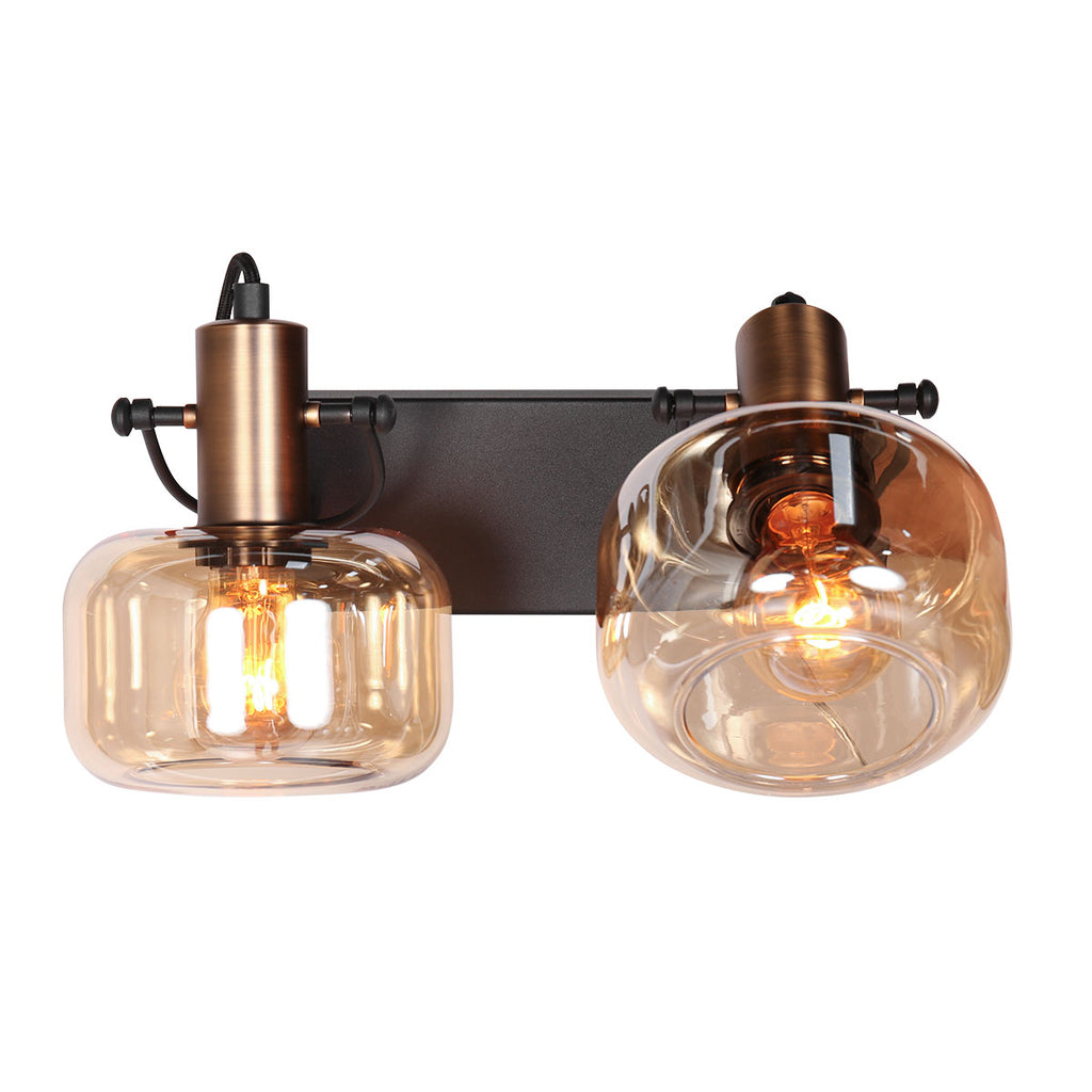 wall lamp glaslic 3865br bronze with amber glass