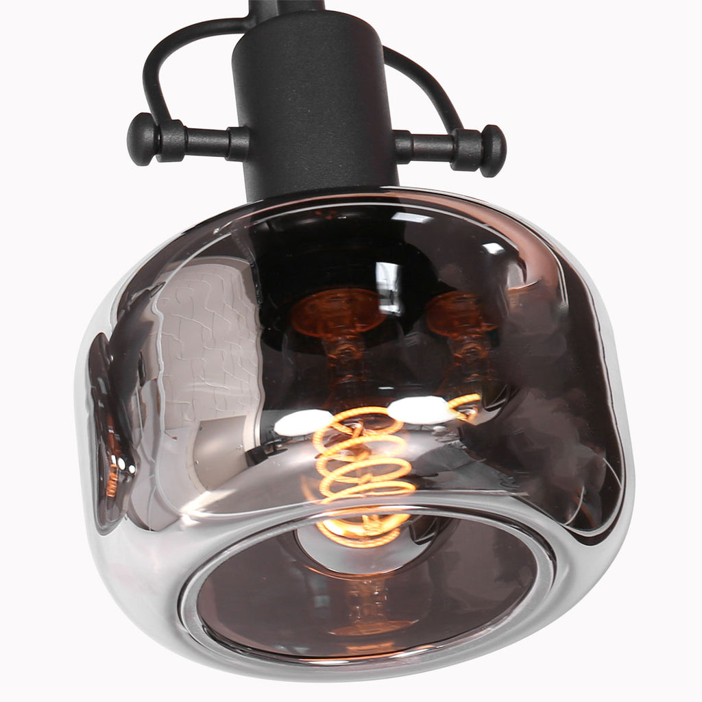 wandlamp glaslic 3865zw zwart met smoke glas