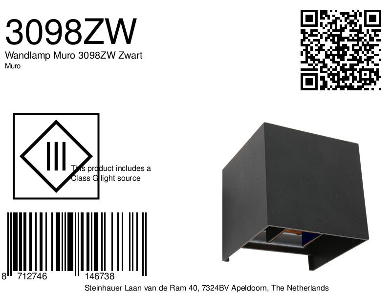 wall lamp muro 3098zw black