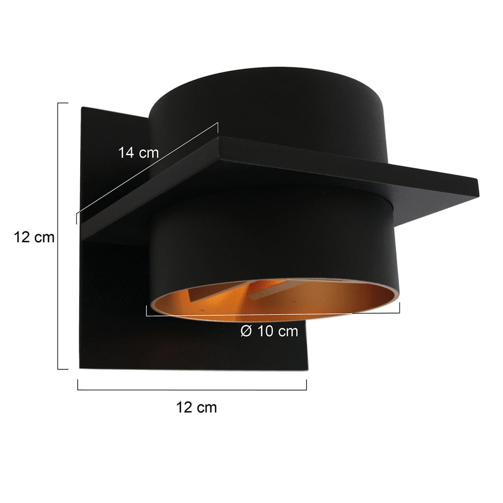 wandlamp muro 3366zw zwart