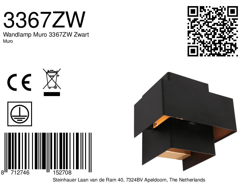 wall lamp muro 3367zw black