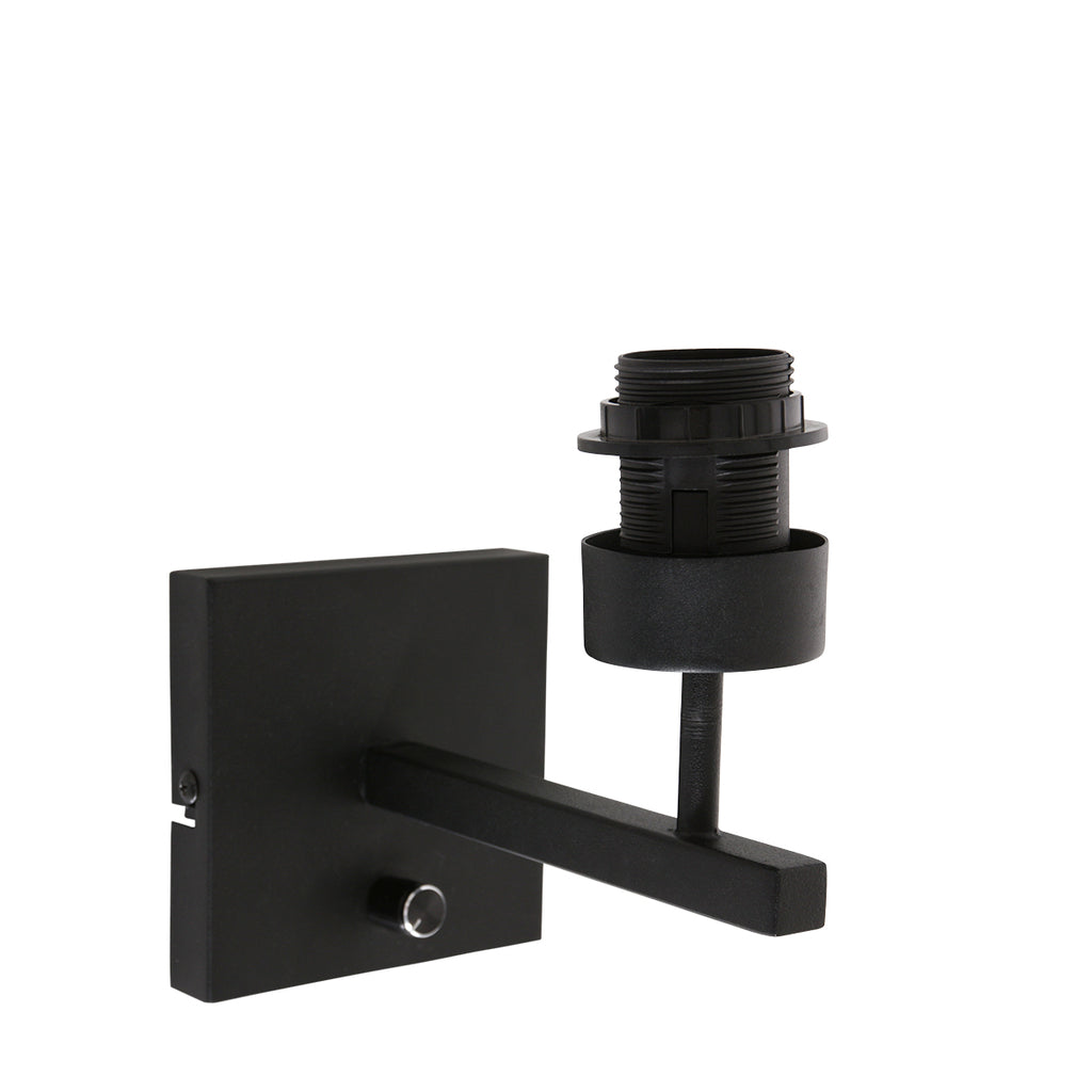 wall lamp rod 7200zw black + shade black linen