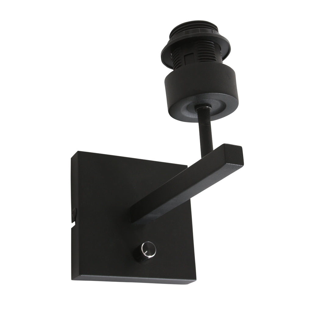 wall lamp rod 7200zw black + shade black linen