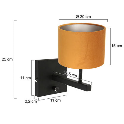 Wall lamp Rod 8176ZW Black + Shade Velvet Gold