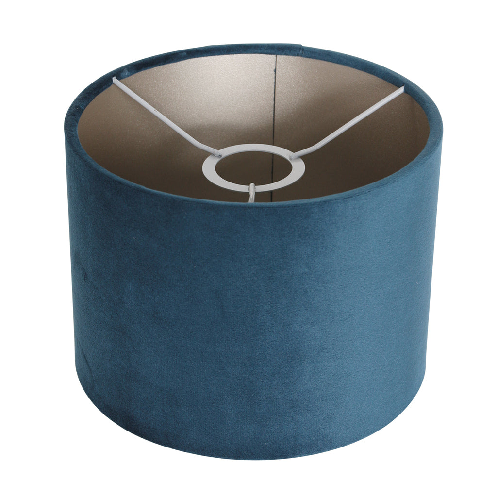 wandlamp stang 8251zw zwart + kap velours blauw