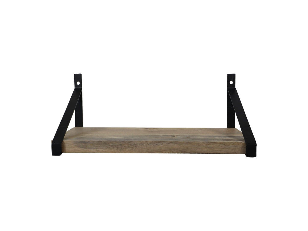 wall shelf - 50x25x20 - natural/black - mango wood/iron