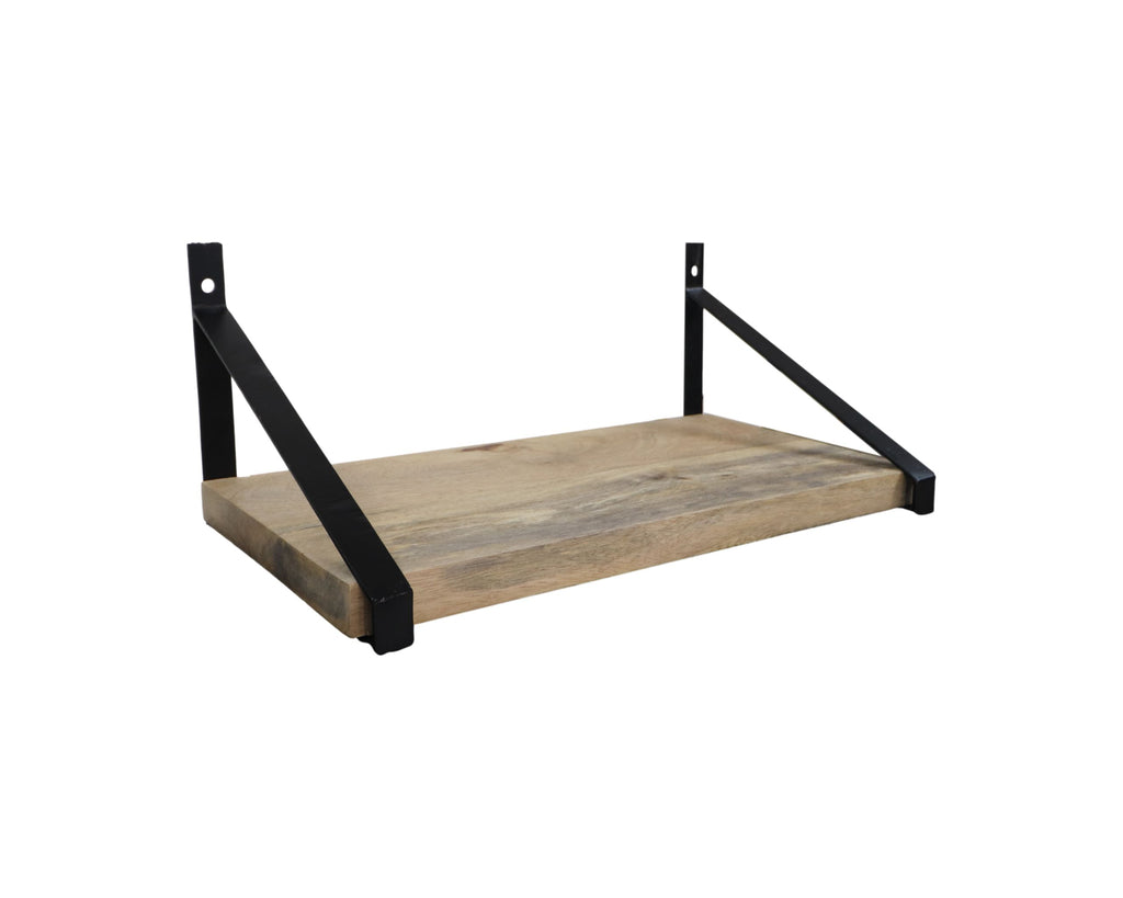 wall shelf - 50x25x20 - natural/black - mango wood/iron