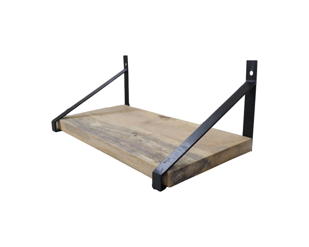 wall shelf - 50x25x20 - natural/black - mango wood/iron