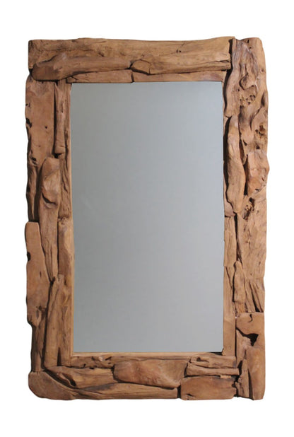 Wall mirror - 140x6x80 - Natural - Teak root wood