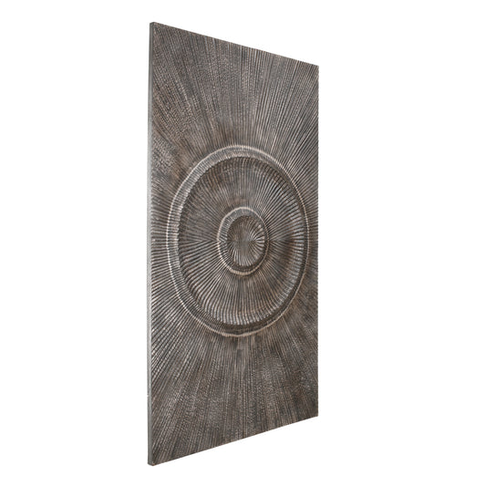 Winston Grey wooden ribbed circle wall panel straight.