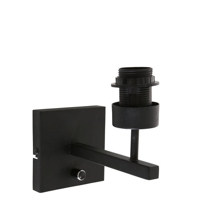 Black wall lamp Rod 3709ZW with rotary switch and natural black bamboo shade