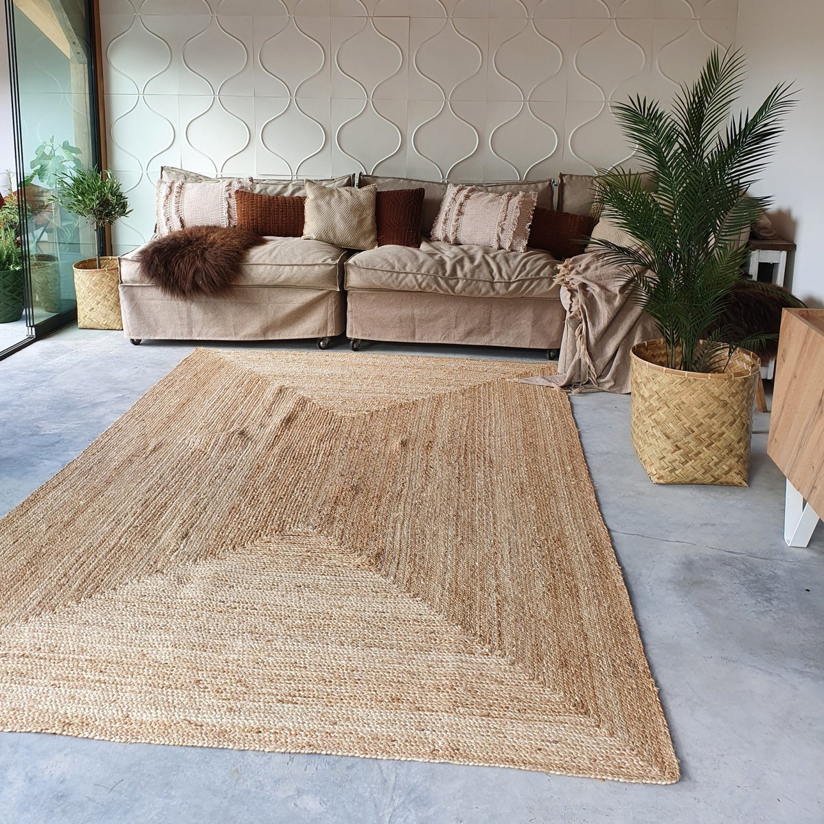 jute rug rectangle natural 140x200cm